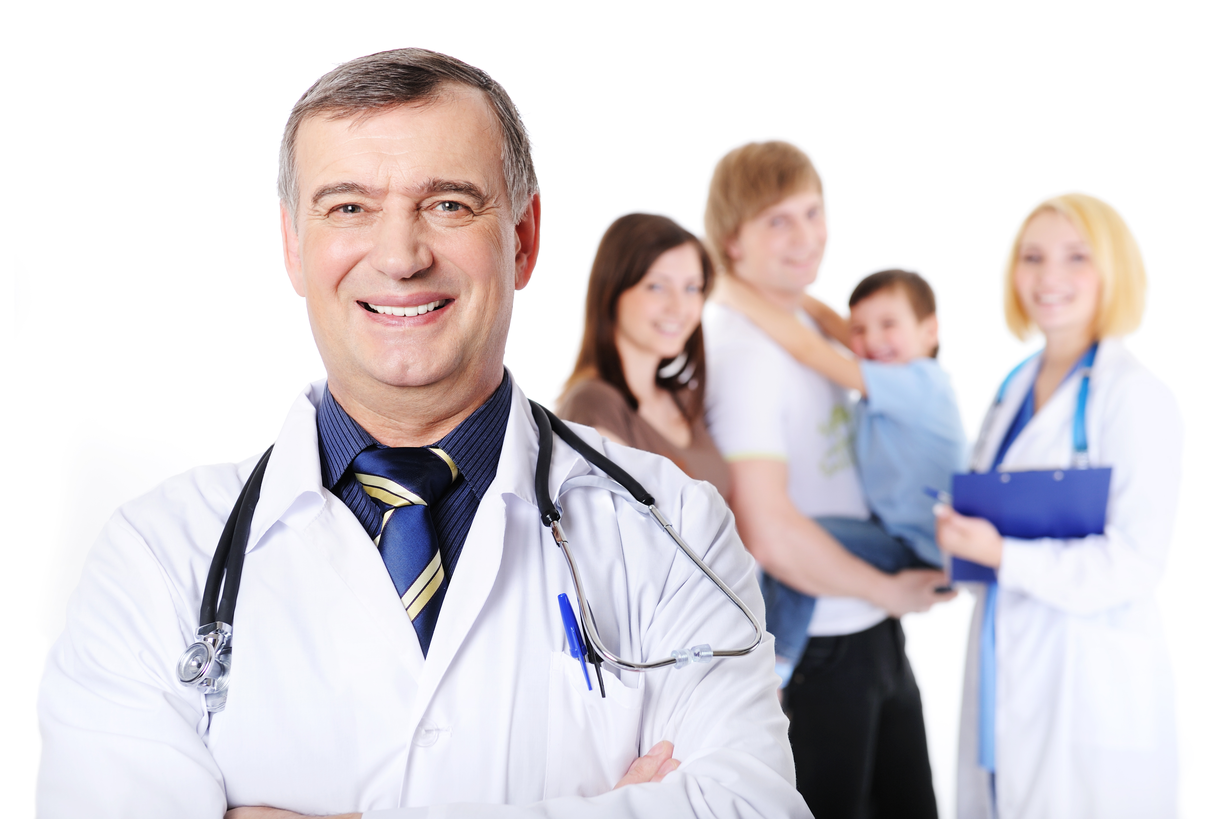 doctor and the young happy family with little son doctor and the young happy family with little son
